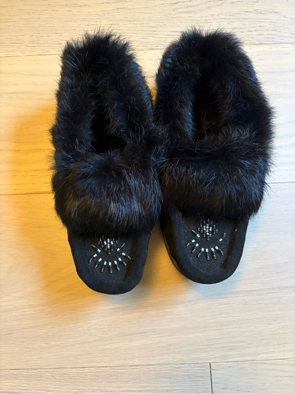Plush Fur-Trimmed Women's Slip-On Moccasins - Black by Softmoc